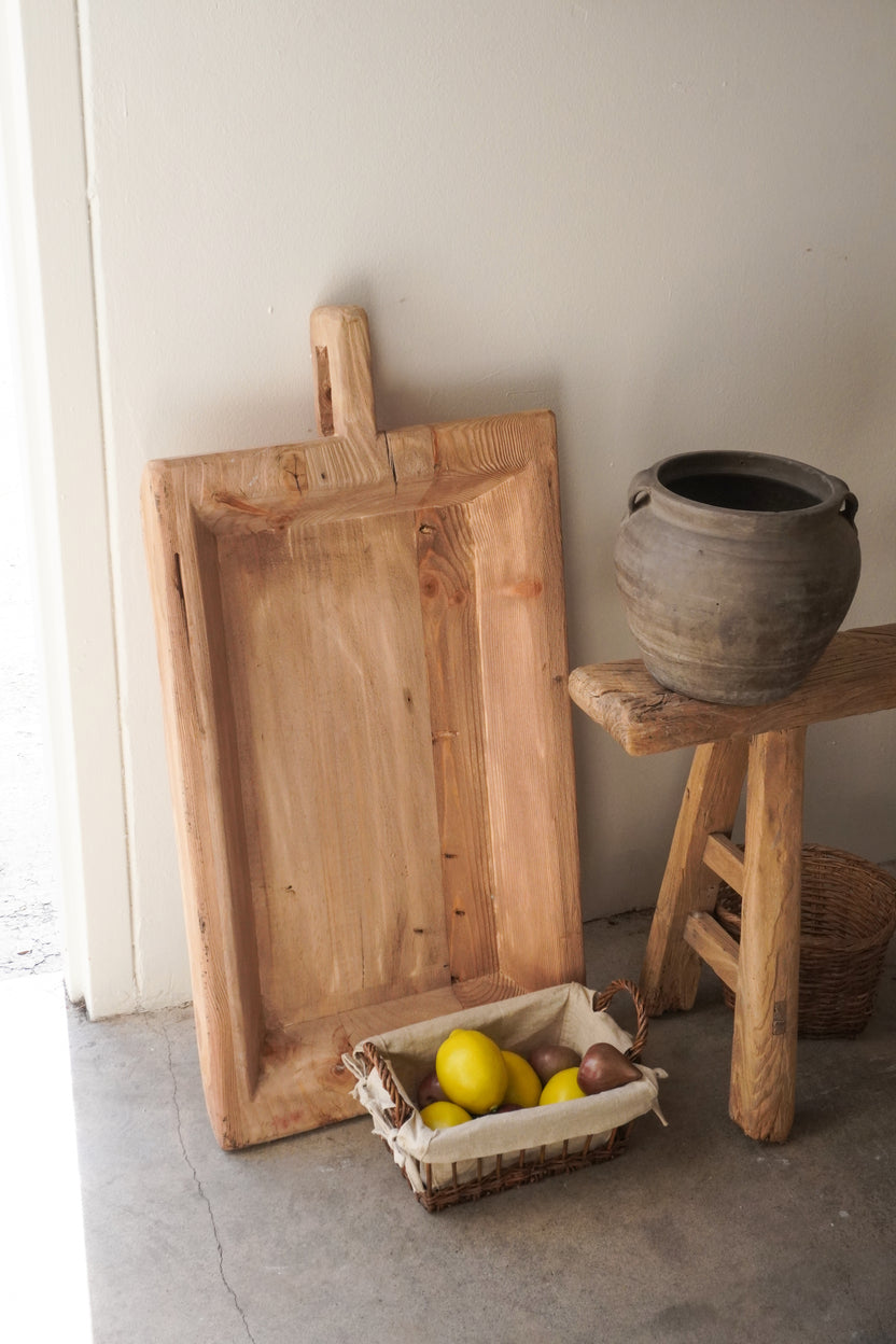 Vintage Wood Basin Large with Handle