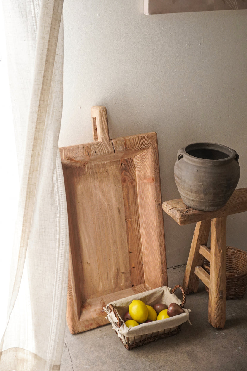 Vintage Wood Basin Large with Handle - Image 3