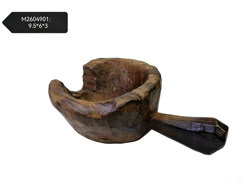 Antique Wood Grinder Bowl with Handle