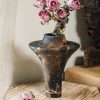 Sculptural Black Gold Marble Vase