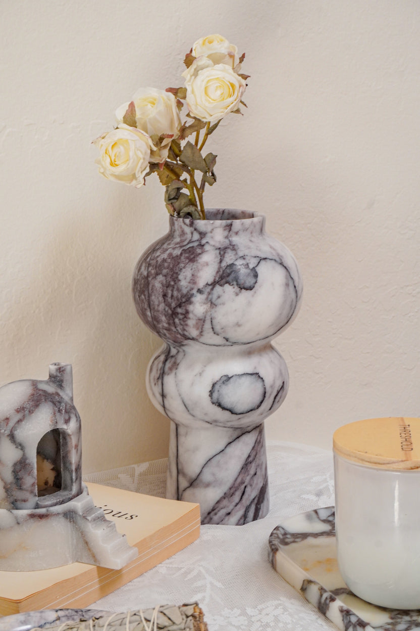 Sculptural Marble Vase - Lilac Marble