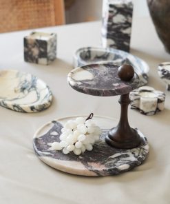 Italian Calacatta Viola Marble Two Tier Stand