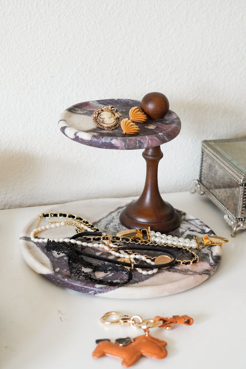 Italian Calacatta Viola Marble Two Tier Stand - Image 2