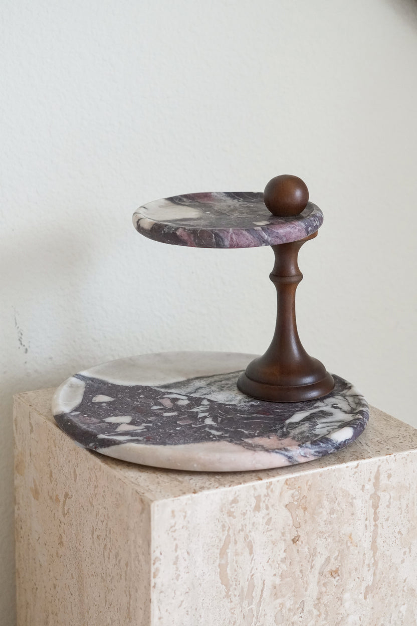 Italian Calacatta Viola Marble Two Tier Stand - Image 3