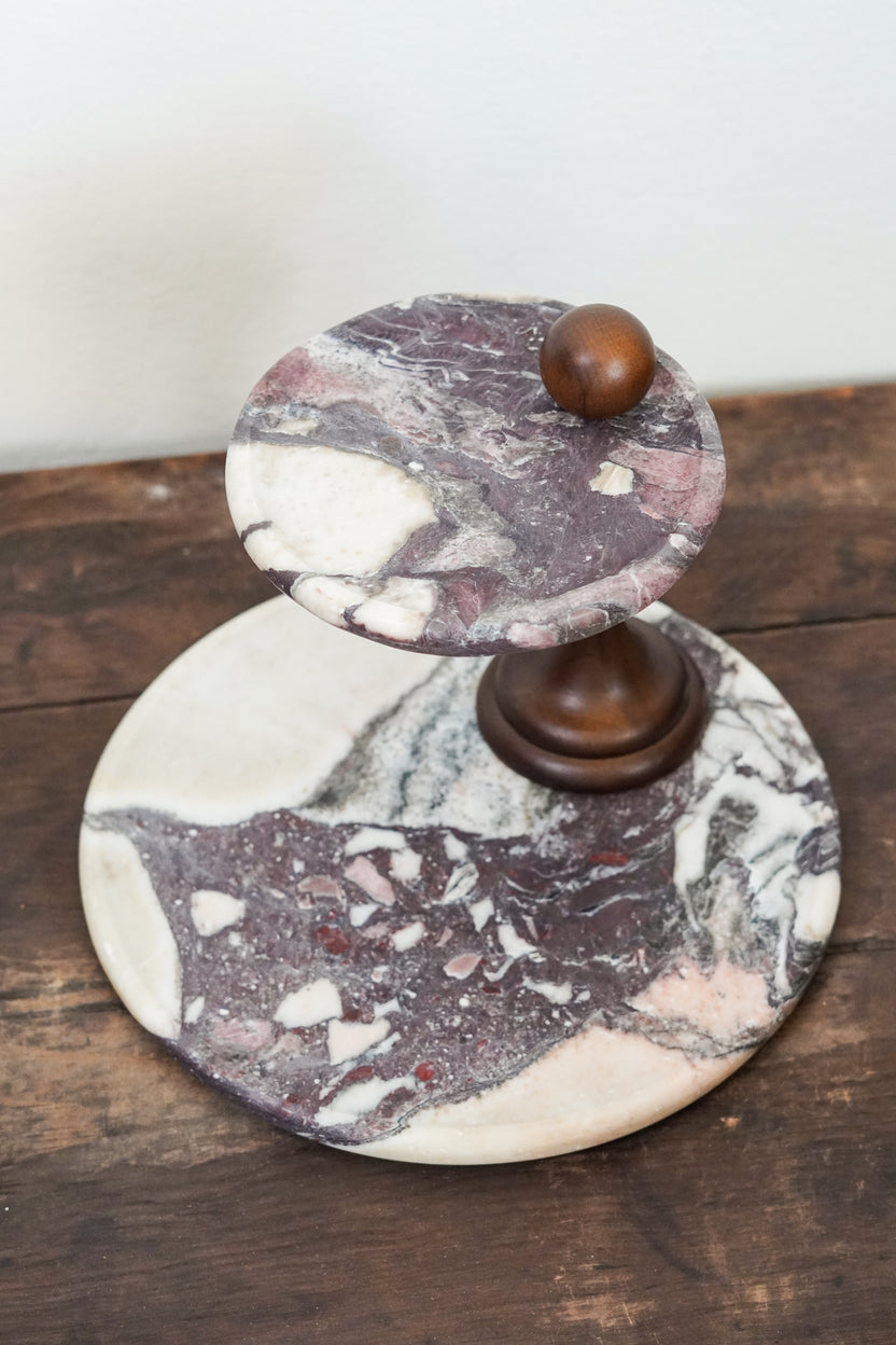 Italian Calacatta Viola Marble Two Tier Stand - Image 4