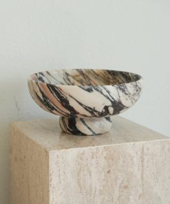 Large Italian Calacatta Viola Marble Pedestal Bowl