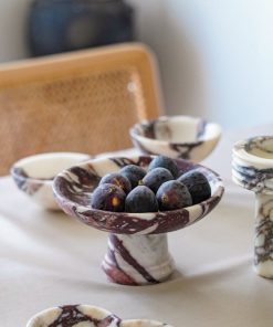 Italian Calacatta Viola Marble Pedestal Bowl