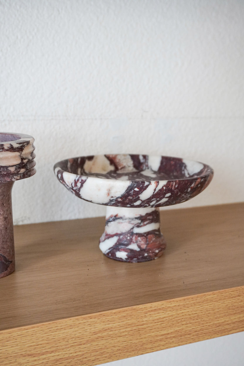 Italian Calacatta Viola Marble Pedestal Bowl - Image 3