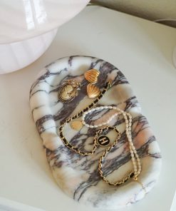 Italian Calacatta Viola Thick Marble Oval Tray