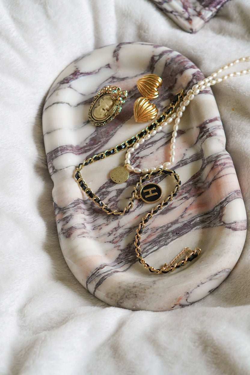 Italian Calacatta Viola Thick Marble Oval Tray - Image 2