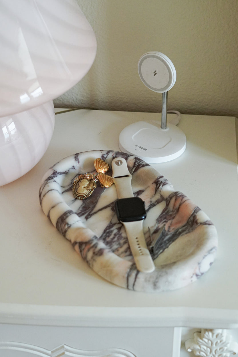 Italian Calacatta Viola Thick Marble Oval Tray - Image 3