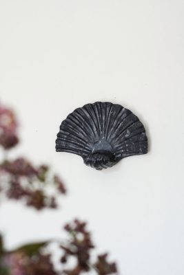 Natural Black Marble Seashell Wall Sconce