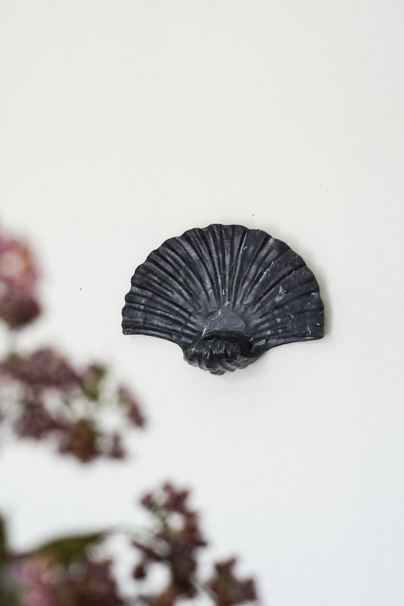 Natural Black Marble Seashell Wall Sconce