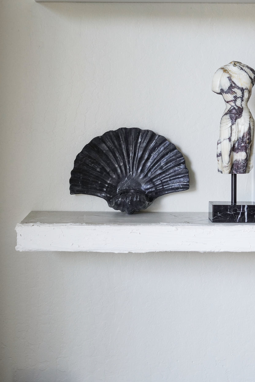 Natural Black Marble Seashell Wall Sconce - Image 2